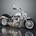 Silver Classic Motorcycle With Black Seat And Chrome Details
