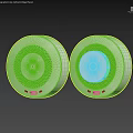 White Circular Commercial Equipment With Perforated Design On Marble Surface And Light Blue Backdrop