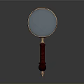 Classic Magnifying Glass With Gold Frame And Red Wooden Handle For Daily Use