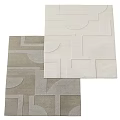 Modern Minimalist Square Rugs with Geometric Patterns in Gray and Off White 3d model