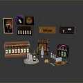 Elegant Wine Cellar Scenery With Wooden Barrels Bottles And Sign