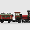 Festive Building Block Christmas Train With Red Green Decorations And Steam Locomotive