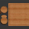 Wooden Go Board With Two Bowls Containing Black And White Stones
