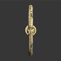 Antique Brass Key With Intricate Patterns On Black Glossy Surface And Reflection 3d model