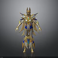 Mythical Winged Character In Gold And Blue Armor With Egyptian Fantasy Creature Details