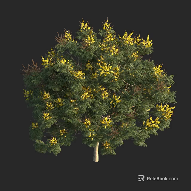 Vibrant Lush Arbor With Dense Green Leaves And Blooming Yellow Flowers 3d model 