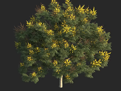 Vibrant Lush Arbor With Dense Green Leaves And Blooming Yellow Flowers 3d model