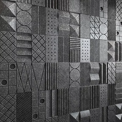 Decorative Architectural Wall Panels With Geometric Patterns And Textured Black Surfaces 3d model