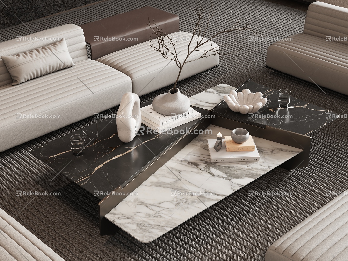 Coffee table marble coffee table shaped coffee table 3d model