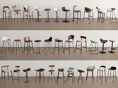 Various Stylish Bar Stools With Modern Designs For Kitchen And Bar Areas 3d model