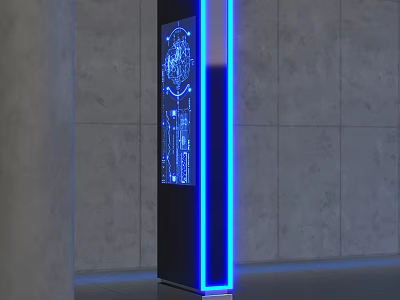 Commercial Digital Signage Vertical Display Screen With Blue LED Light Information Panel 3d model