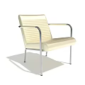 Stylish Beige Single Chair with Striped Design and Metal Armrests and Metal Legs
