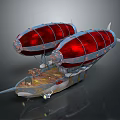 Water Transport Vehicle With Two Red Airbags Wooden Deck And Metal Parts