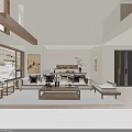 Modern Duplex Living Room Interior With Spacious Layout Large Windows And Sofa