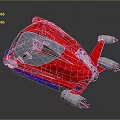 Red Futuristic Shark Inspired Vehicle With Transparent Cockpit And Silver Components