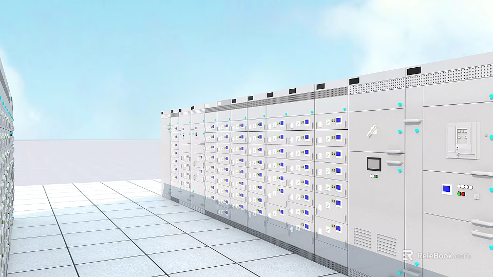 Modern Commercial Storage Lockers With Electronic Panels And Secure Compartments 3d model 