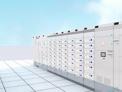 Modern Commercial Storage Lockers With Electronic Panels And Secure Compartments 3d model