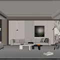 Modern Minimalist Living Room Interior With Beige Sofa Coffee Table And Wall Artwork