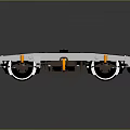 Industrial Mobile Platform Base With White Metal Frame Black Beams And Orange Wheels