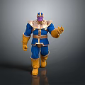 Thanos Game Movie Character 3D Model With Blue Armor Golden Infinity Gauntlet Purple Skin