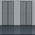 Modern Interior Hinged Doors With Glass Panels And Black Frames On White Wall 3d model