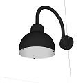 Black Curved Arm Wall Lamp With Dome Shaped Illuminated Shade For Home Interior Decor