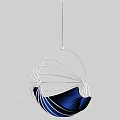 Modern Spherical Hanging Chair With Metal Frame And Blue Cushion For Interior Decor