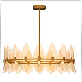 Elegant Leaf Shaped Transparent Chandelier With Metal Frame And Warm Lighting 3d model