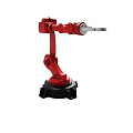 Red Industrial Robotic Arm With Black Base And Mechanical Structure 3d model