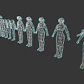 Game and Movie Character Models Showing Progressive Detail Evolution With Purple Accents and Weapon