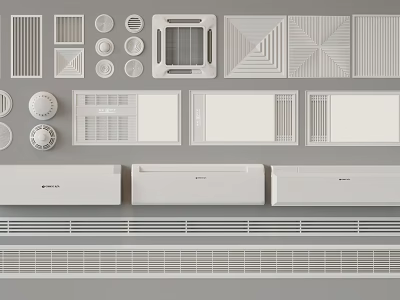 Various Design Air Conditioner Air Vents With Different Grille Patterns And Styles 3d model
