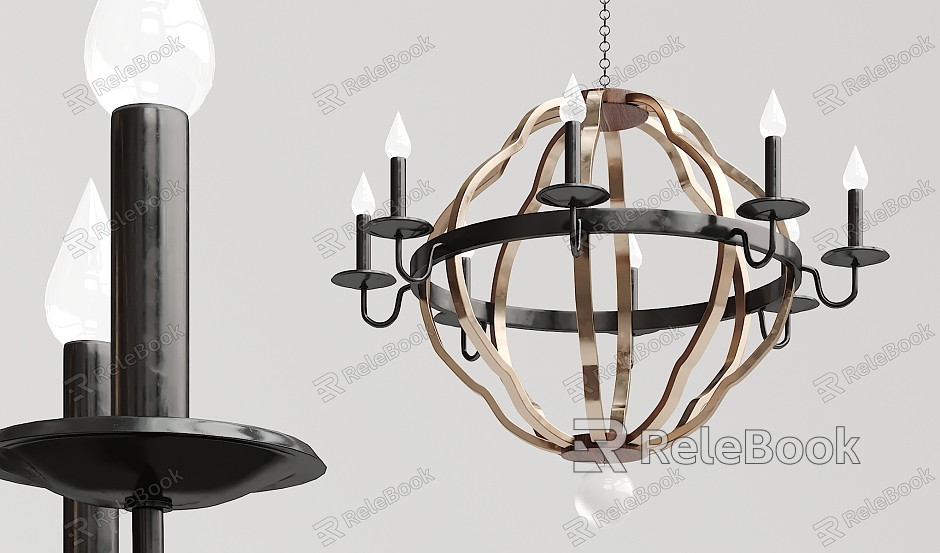 Industrial LOFT chandelier solid wood metal chandelier model