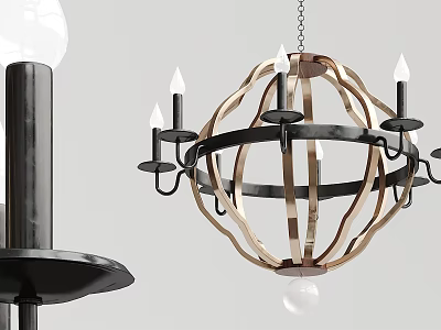 Elegant Spherical Chandelier With Metal Frame And Candle Style Lights Hanging 3d model