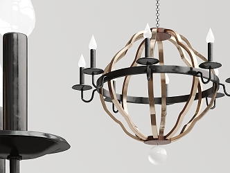 Industrial LOFT chandelier solid wood metal chandelier 3d model