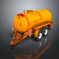 Rusty Orange Tanker Trailer With Wheels And Reflective Strips On Dark Background