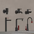 Modern Black Kitchen Faucets With Red Accents Wall Mounted And Countertop Design Styles