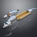 Exploded View Of 3D Spacecraft Model With Silver Body Yellow Internal Structure And Cockpit 3d model