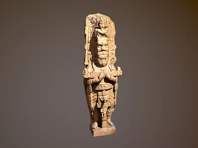 Ancient Stone Sculpture Carving With Intricate Historical Figure Details And Robes Design 3d model