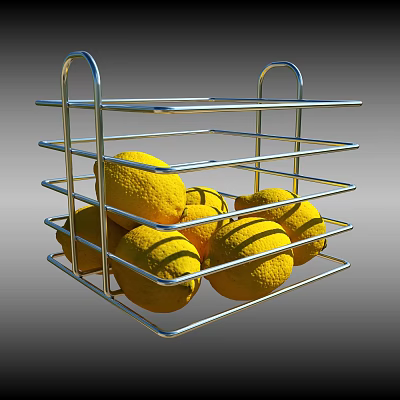 Fresh Lemons Neatly Placed in a Metal Rack for Healthy Fruit Storage 3d model Fresh Lemons Neatly Placed in a Metal Rack for Healthy Fruit Storage 3d model