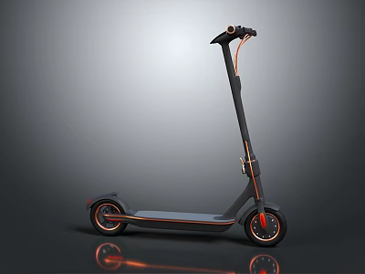 Sleek Modern Electric Scooter With Black Frame And Orange Accent Wheels Design 3d model