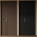 Modern Brown and Black Security Doors With Vertical Stripes Handle and Lock 3d model
