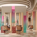 Elegant Modern Beauty Hair Salon Interior Design With Charming Gradient Decor And Warm Ambient Lighting