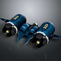 Blue Space Shuttle Models With Yellow Details Black Base And Thrusters For Space Exploration 3d model