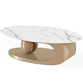 Modern Dining Table With White Marble Tabletop Black Veins And Gold Curved Base 3d model
