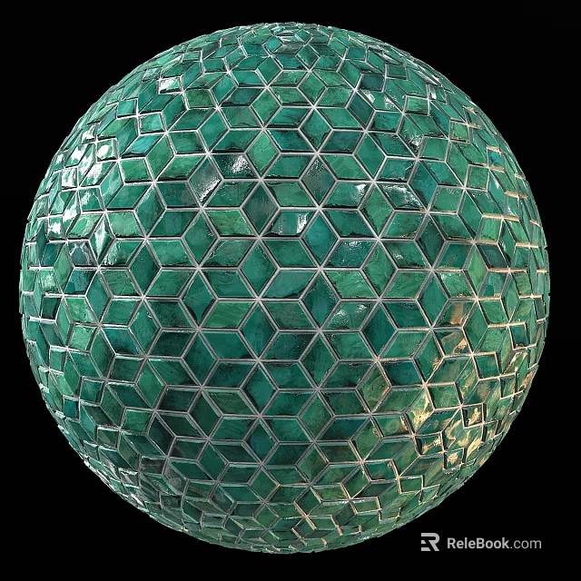Green Spherical Component With Hexagonal Grid Interlocking Mosaic Design Pattern 3d model