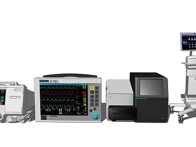Advanced Medical Devices Including Patient Monitors Thermal Printers And Surgical Systems 3d model