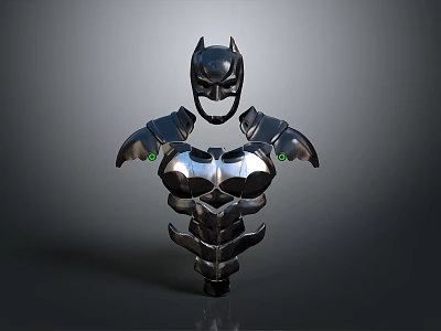 Batman Themed Black And Silver Armored Chest Armor With Green Accents Cosplay Costume 3d model