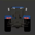3D Rendered Blue Tractor With Large Wheels And Enclosed Cabin Design