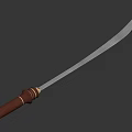 Traditional Long Blade Weapon With Silver Sharp Blade Brown Wooden Handle And Red Background