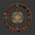 Circular Arena Building With Red Spiked Roofs Chains And Stone Ground 3d model